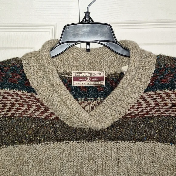 Vintage True Mark wool blend pullover long sleeve v-neck sweater - M - Picture 4 of 8